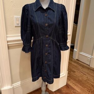 Anthropologie Dark Blue Long Sleeve Dress SZ 8